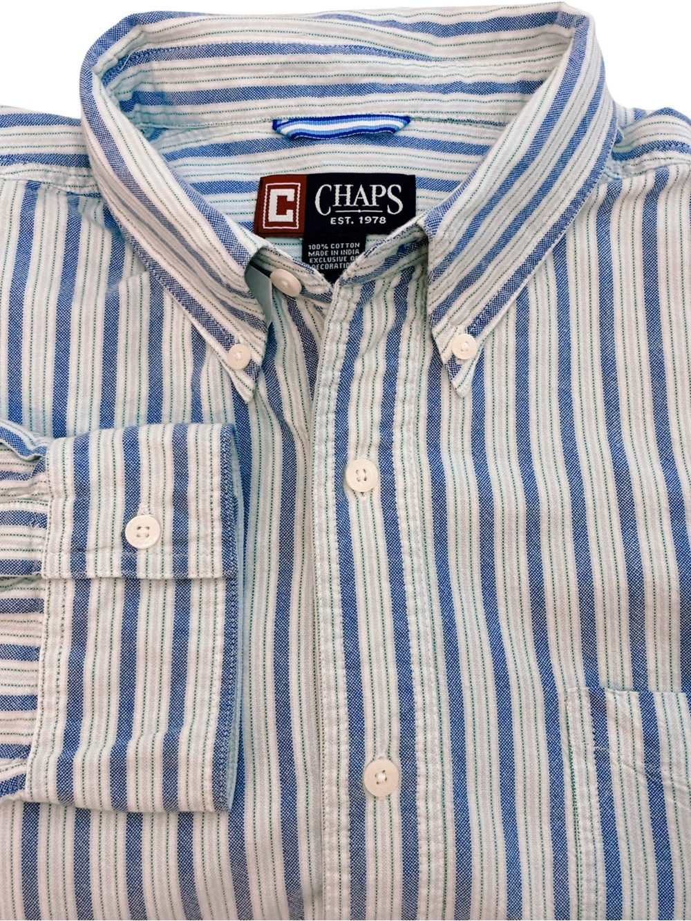 Chaps Ralph Lauren Striped Button Down Shirt Men’s XL Long Sleeve 100% Cotton